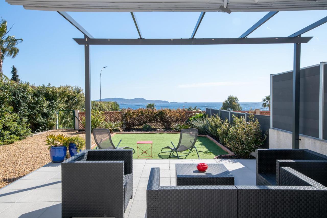 Face A La Mer Superbe Villa Terrasse Barbecue Le Pradet Carqueiranne Bagian luar foto